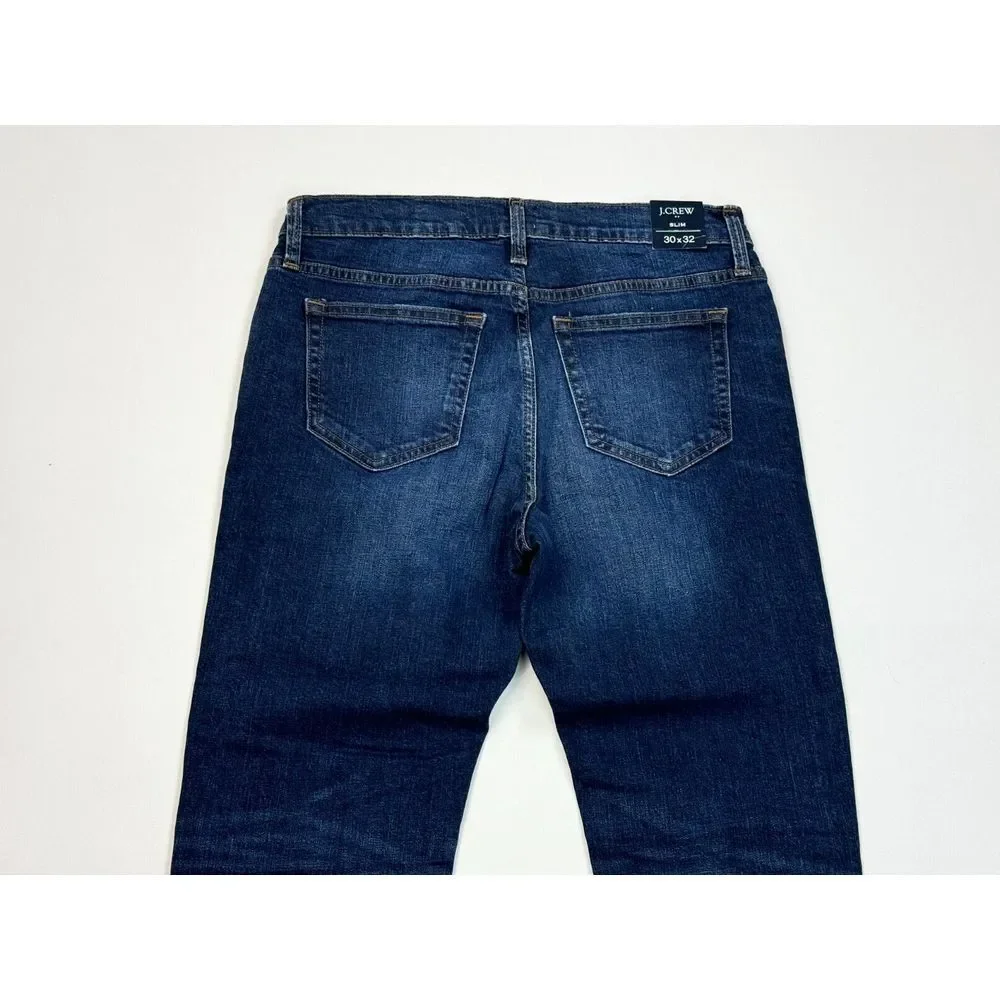 J Crew Flex Slim-fit Jean Mens 30x32 NWT Stretch Cotton‎ 5-Pockets Flat front